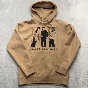 Jonas Brothers The Tour 2023 Hoodie Mens Small Tan Cotton Graphic Print Pullover